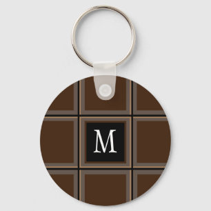 Llavero Personalizado marrón chocolate negro con tira inic