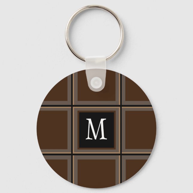 Llavero Personalizado marrón chocolate negro con tira inic (Anverso)
