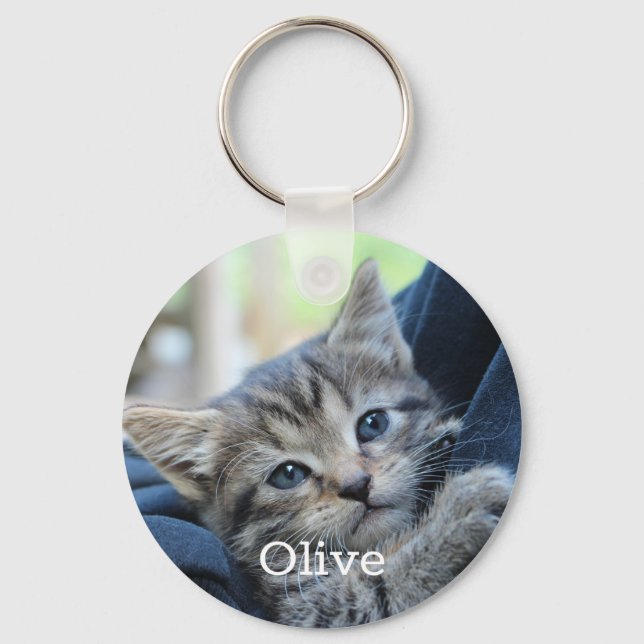 Llavero Personalizado Mascota Foto de gato Amantes de Keep (Anverso)