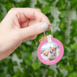 Llavero Personalizado Mascota foto y nombre doble cara
