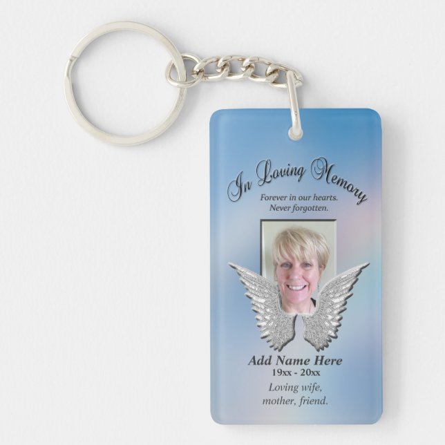 Llavero Personalizado Memorial Angel Wings Añadir foto (Frente)