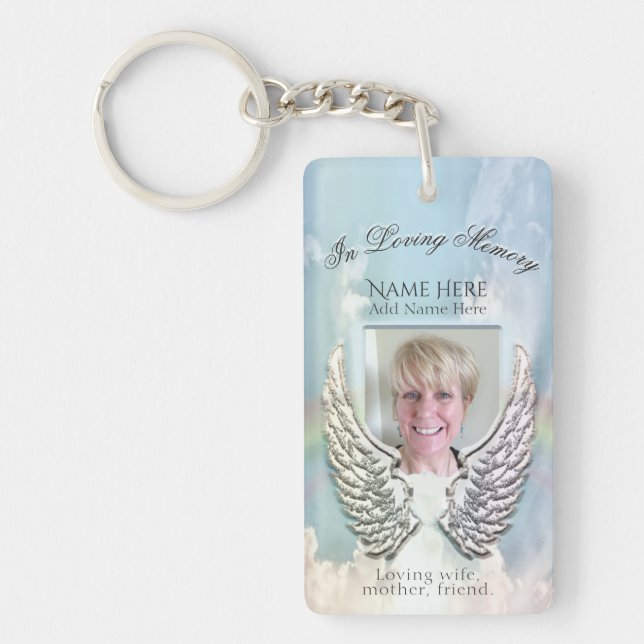 Llavero Personalizado Memorial Angel Wings Añadir foto (Frente)