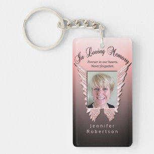 Llavero Personalizado Memorial Rosa Alas Angel Añadir Fot