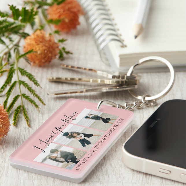 Llavero Personalizado moderno te amo a mamá | 3 Keychain f (Frente Derecha)