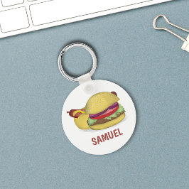 Llavero Personalizado moderno y simple de Hotdog de Hambur