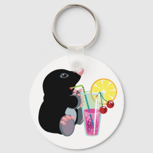 Llavero personalizado mole bebiendo cóctel keychain