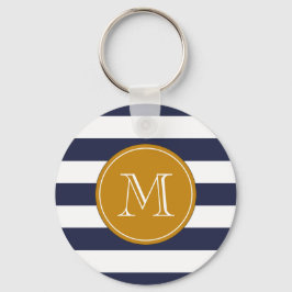 Llavero Personalizado Monograma Bandas Azules de la Marina