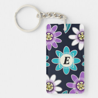 Llavero Personalizado Monograma Flor de pasión Acrílico Fl