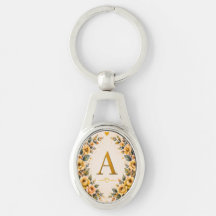 Llavero Personalizado Monograma Floral A