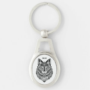 Llavero Personalizado Monograma Gato Ornamental