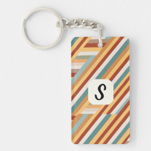 Llavero Personalizado Monograma moderno retro 70 Acrílico 
