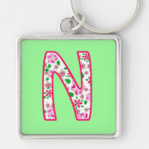 Llavero Personalizado Monograma N Keychain, Ditsy Floral P