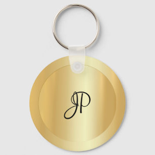 Llavero Personalizado Monograma Nombre inicial Faux Gold T