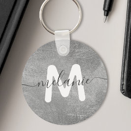 Llavero Personalizado Monograma Nombre Relieve metalizado 