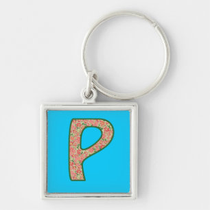 Llavero Personalizado Monograma P Keychain, Ditsy Floral P