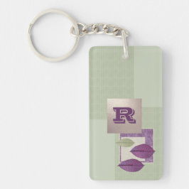 Llavero Personalizado Monograma Patrón de hoja elegante