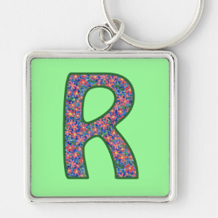 Llavero Personalizado Monograma R Keychain, Ditsy Floral P