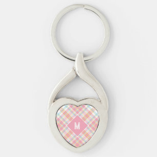 Llavero Personalizado Monograma Tapado / Patrón Tartán