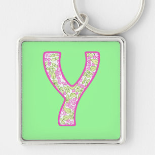 Llavero Personalizado Monograma Y Keychain, Ditsy Floral P