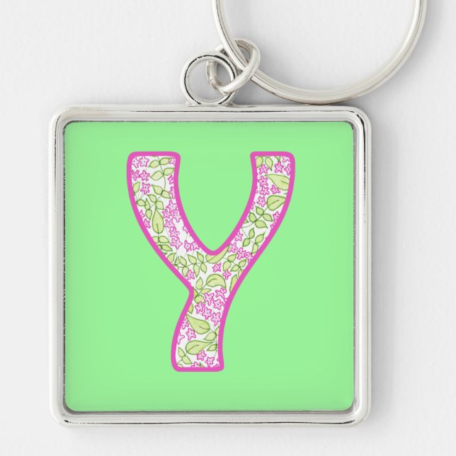 Llavero Personalizado Monograma Y Keychain, Ditsy Floral P (Frente)