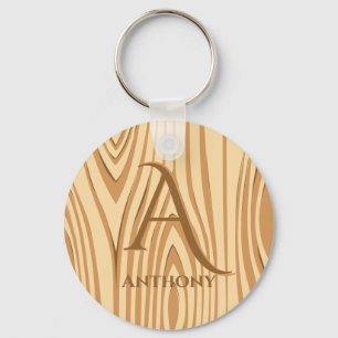 Llavero Personalizado Monogramada Rustic Faux Stained Brow