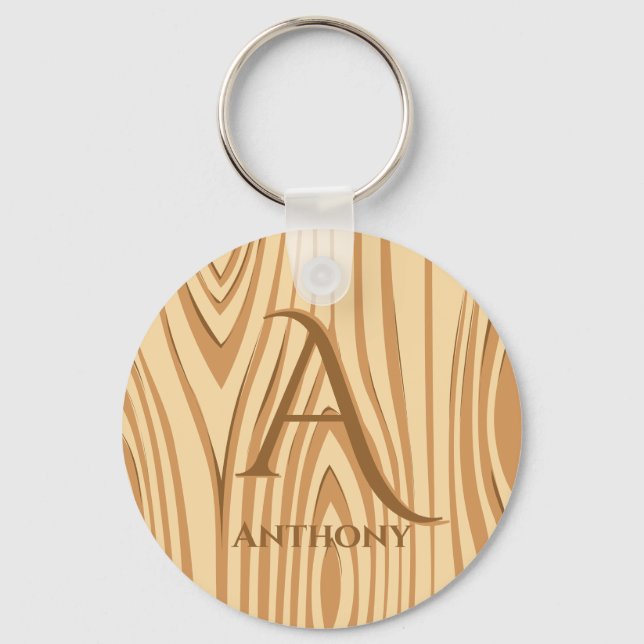 Llavero Personalizado Monogramada Rustic Faux Stained Brow (Anverso)