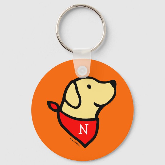 Llavero Personalizado Monogramado Yellow Lab & Scarf (Anverso)