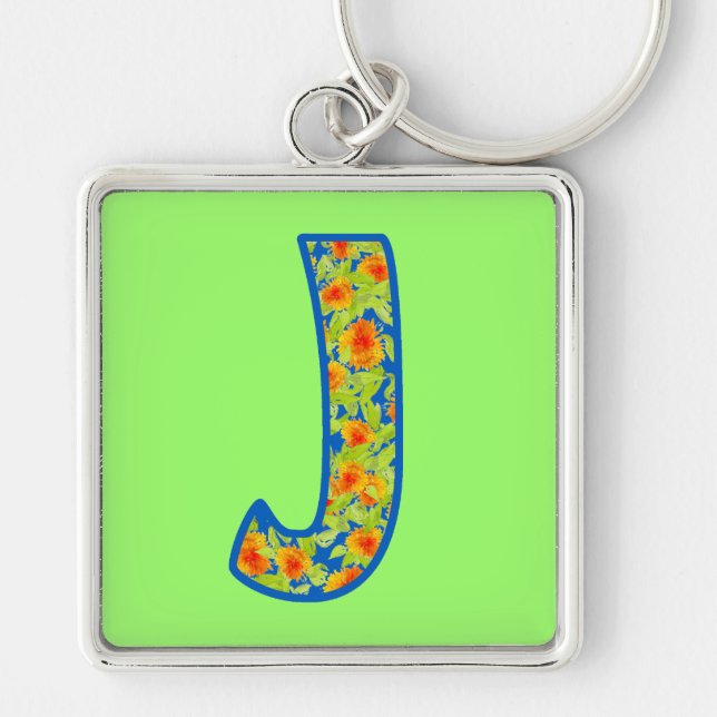 Llavero Personalizado Monogrammed J Keychain, Patrón Marig (Frente)