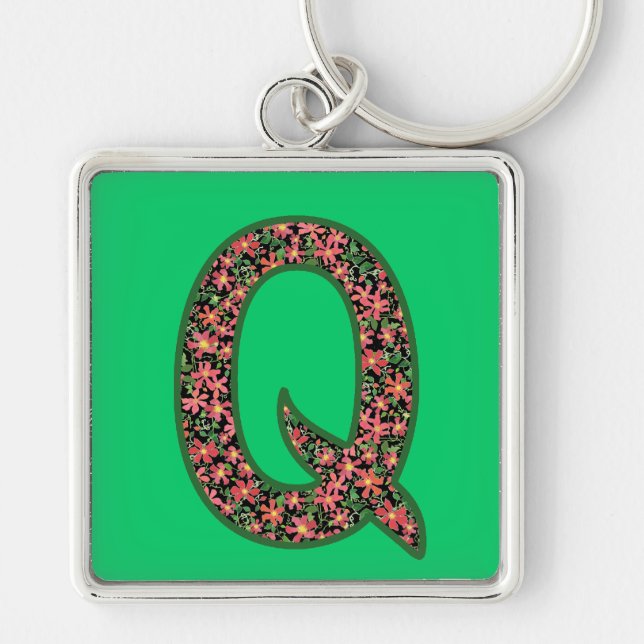 Llavero Personalizado Monogrammed Q Keychain, Patrón de pr (Frente)