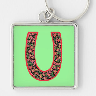 Llavero Personalizado Monogrammed U Keychain, Patrón de Cl