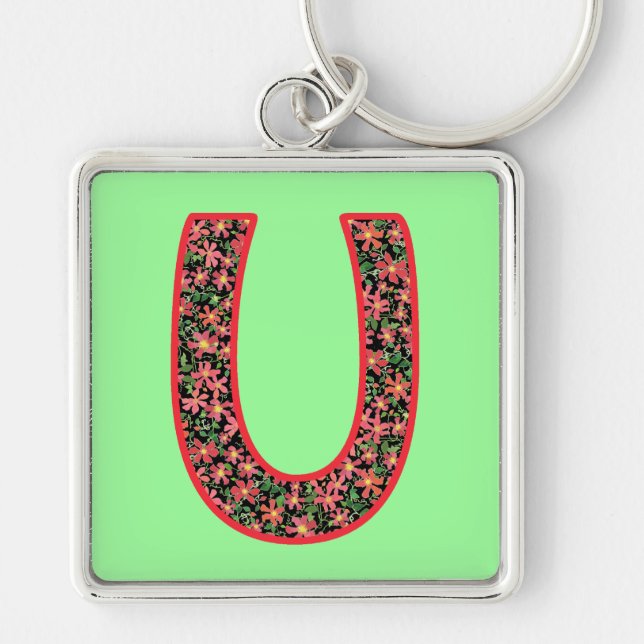 Llavero Personalizado Monogrammed U Keychain, Patrón de Cl (Frente)