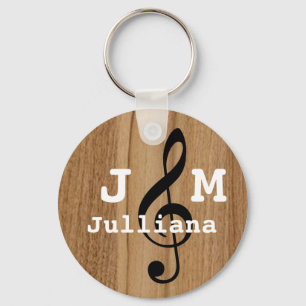 Llavero personalizado musical treble clef en madera