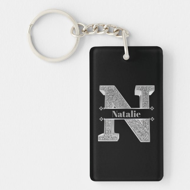 Llavero Personalizado N Monograma De Plata Inicial Su Nomb (Frente)