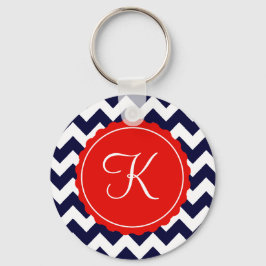 Llavero Personalizado Navy Red Zig Zag inicial