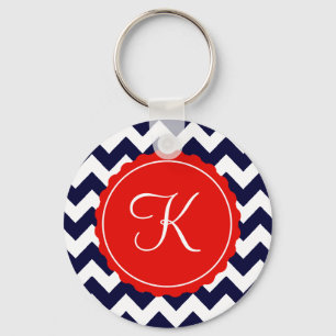 Llavero Personalizado Navy Red Zig Zag inicial