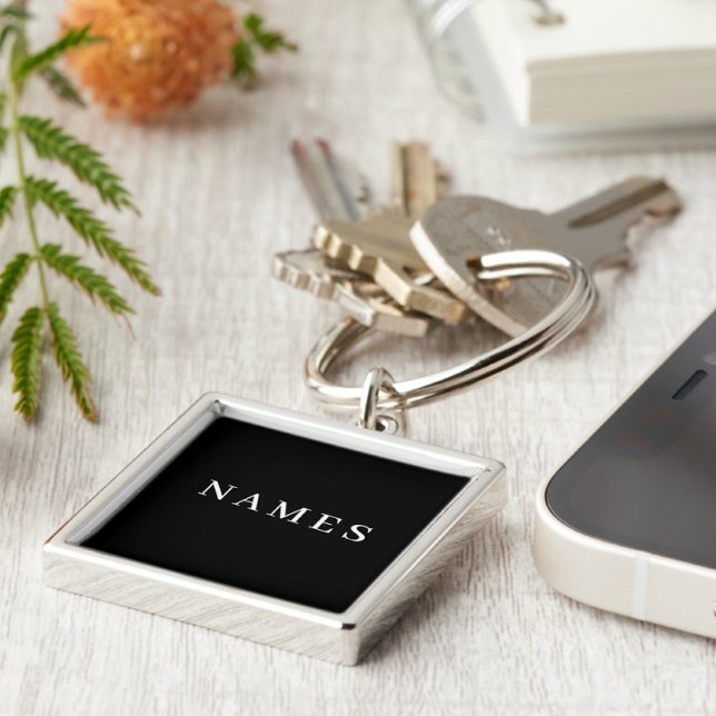 Llavero Personalizado negro simple Añadir su nombre elegan (Subido por el creador)