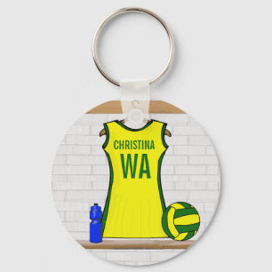 Llavero Personalizado Netball Uniforme Amarillo y Verde