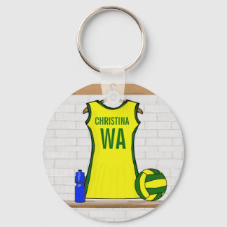 Llavero Personalizado Netball Uniforme Amarillo y Verde