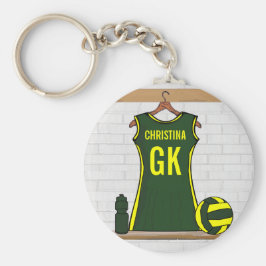 Llavero Personalizado Netball Uniforme Verde con Amarillo