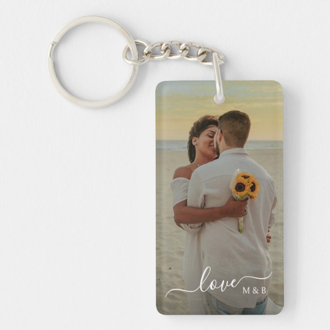 Llavero Personalizado Par Fotos Y Simple Cita De Amor Text (Frente)