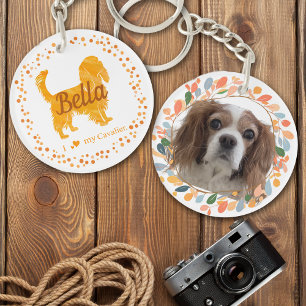 Llavero Personalizado Pastel Naranja Cavalier Silhouette K