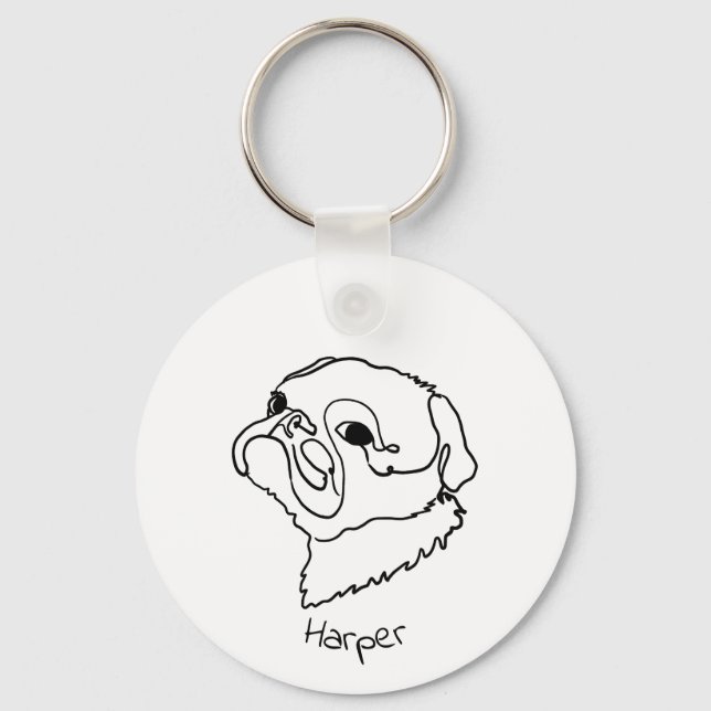 Llavero Personalizado Paw-sitive Pug Keychain (Anverso)
