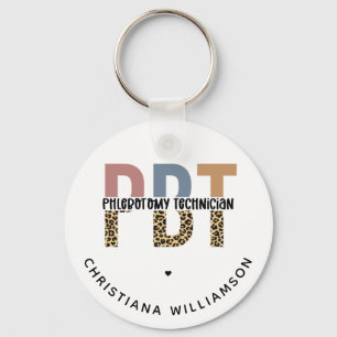 Llavero Personalizado PBT Phlebotomy Technician Leopard Pr