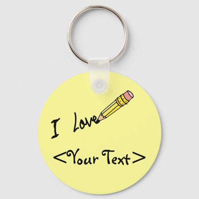 Llavero PERSONALIZADO PENCIL ESCRIBIENDO ME ENCANTA,<Your  (Anverso)