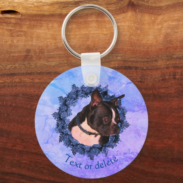 Llavero Personalizado perro de Boston Terrier (Anverso)