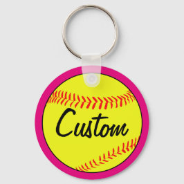 Llavero Personalizado Pink Fastpitch Softball Team/Coach/P