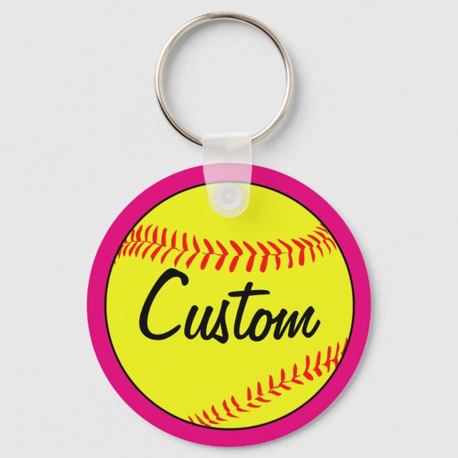 Llavero Personalizado Pink Fastpitch Softball Team/Coach/P (Anverso)