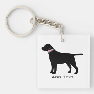 Llavero Personalizado Preppy Black Dog Lab Silhouette
