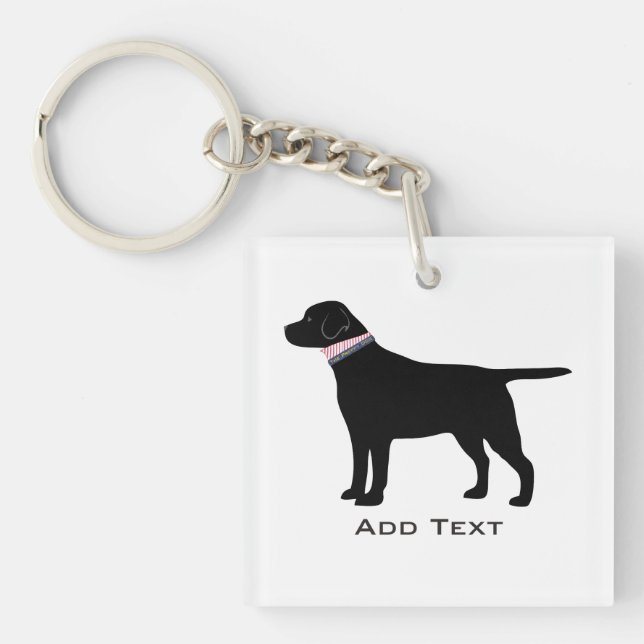 Llavero Personalizado Preppy Black Dog Lab Silhouette (Frente)