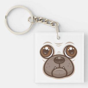 Llavero Personalizado Pug Mug Puppy Dog Face